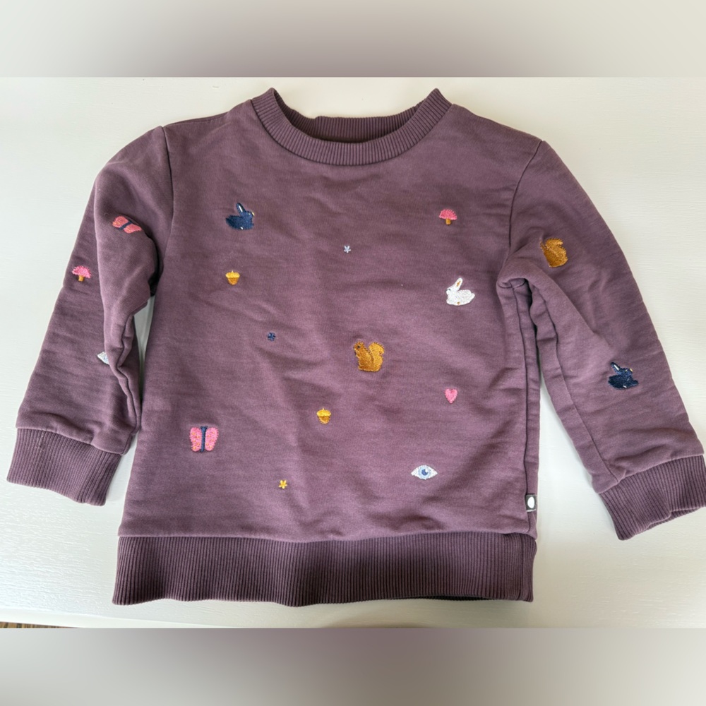 Oeuf Purple Embroidered sweatshirt Soft Knit